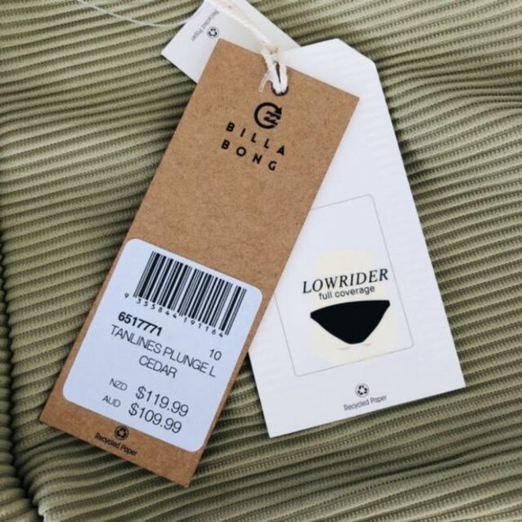 Billabong BNWT Plunge One piece Swimsuit Green Size 10 Removable Padding Swim - Picture 6 of 9